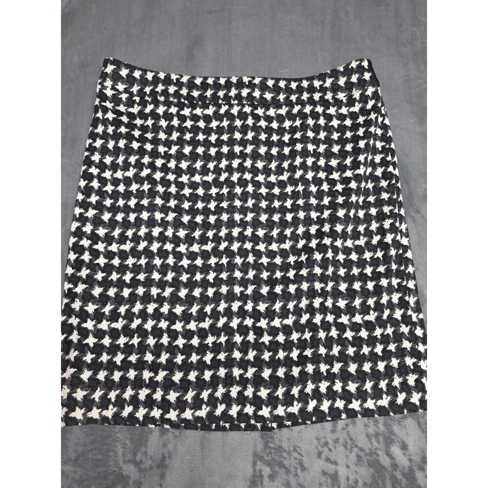 Talbots Petite 14P Black White Houndstooth Pencil Skirt Cotton Blend